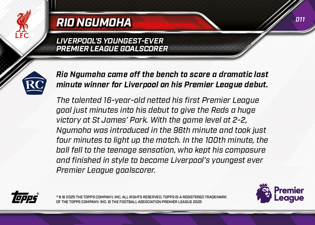 Rio Ngumoha - 2025-26 Premier League Topps NOW® - Card 11 - LOOK FOR AUTO - PR: 11401