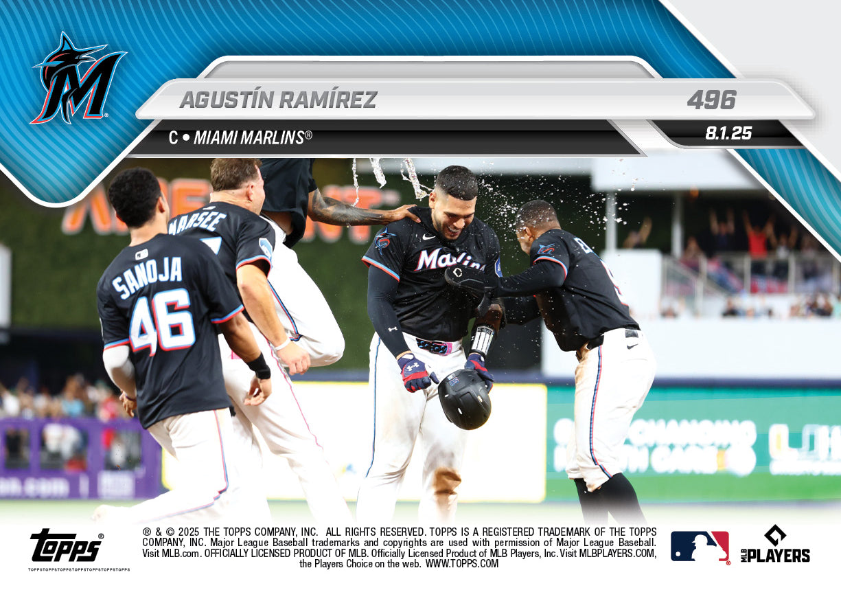 Agustín Ramírez - 2025 MLB Topps NOW® - Card 496 - PR: 475