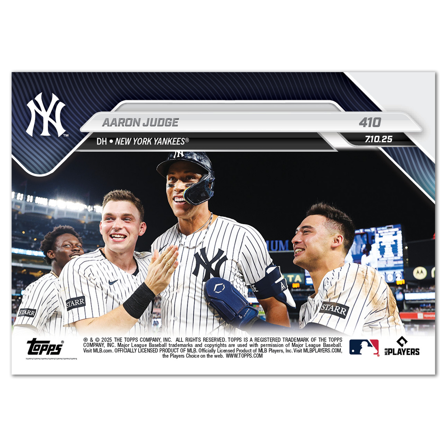 Aaron Judge - 2025 MLB Topps NOW® - Card 410 - PR: 1758