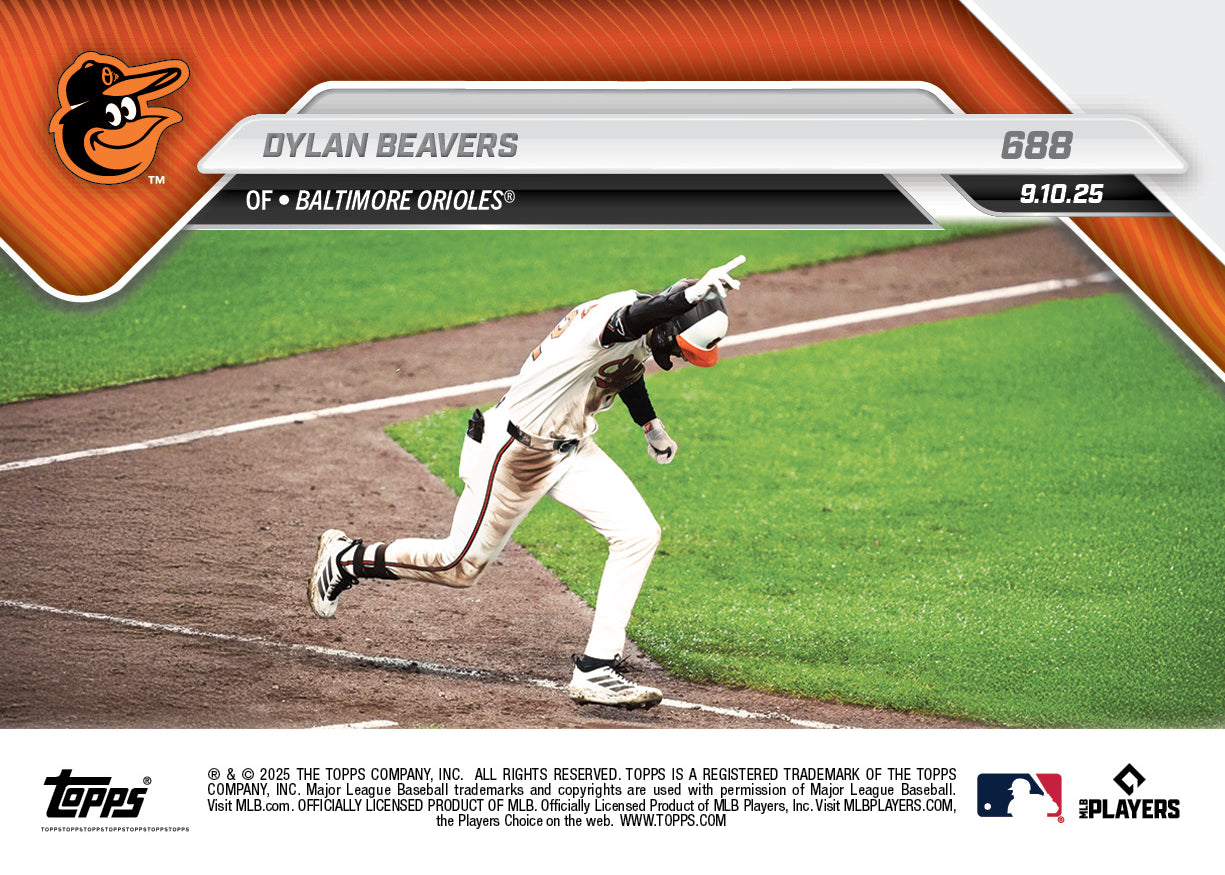 Dylan Beavers - 2025 MLB Topps NOW® - Card 688 - PR: 969