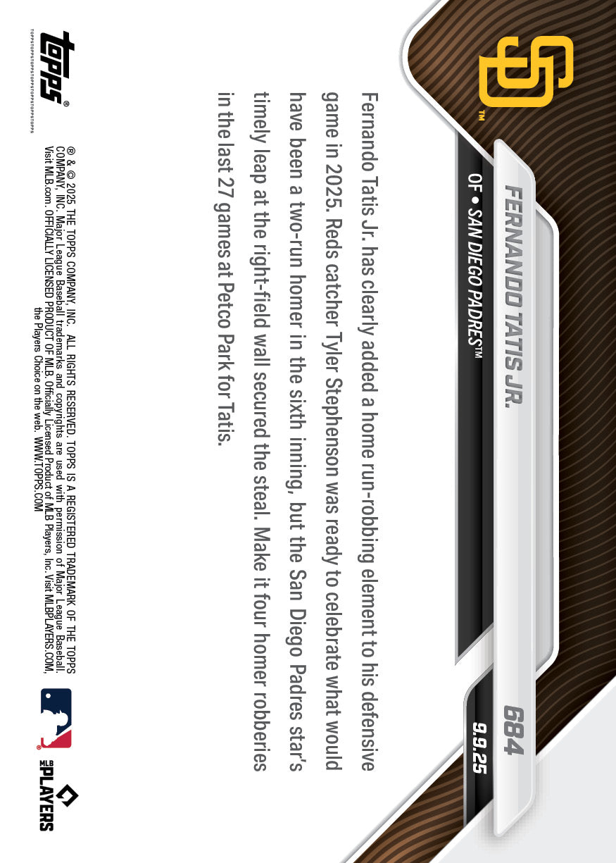 Fernando Tatis Jr. - 2025 MLB Topps NOW® - Card 684 - PR: 1480