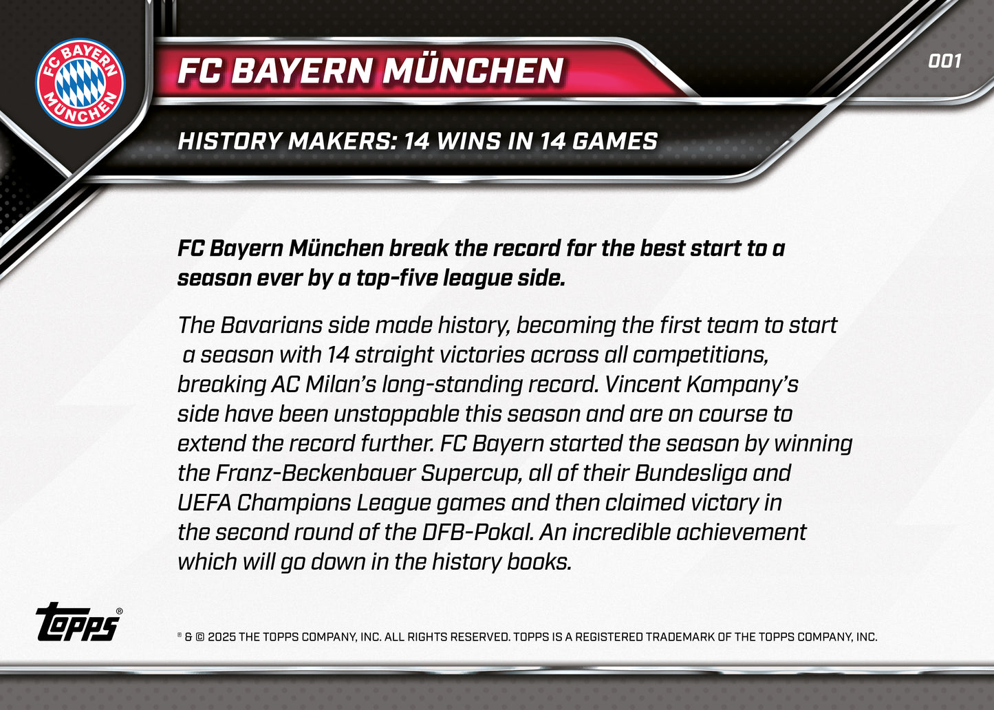 FC Bayern München - 2024-25 FC Bayern München Topps NOW® - Card 1