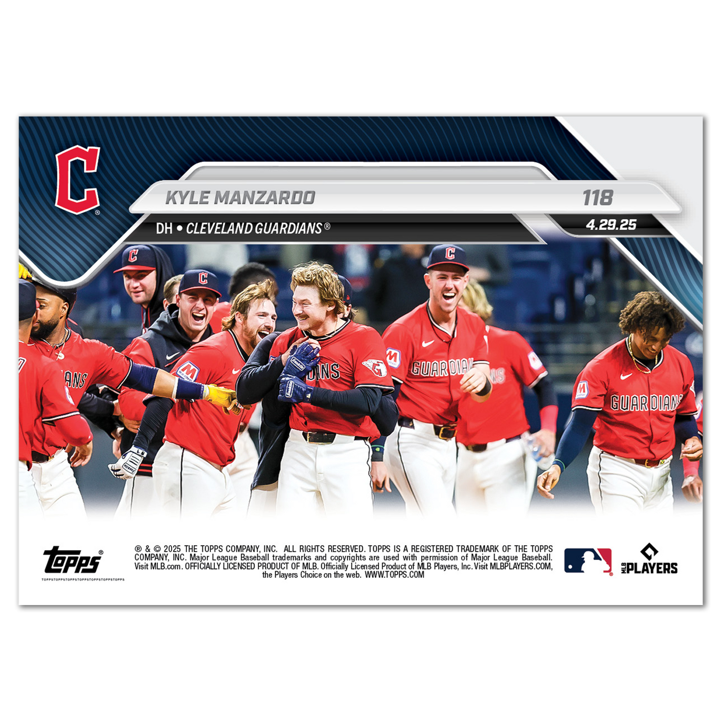 Kyle Manzardo - 2025 MLB Topps NOW® - Card 118 - PR: 533