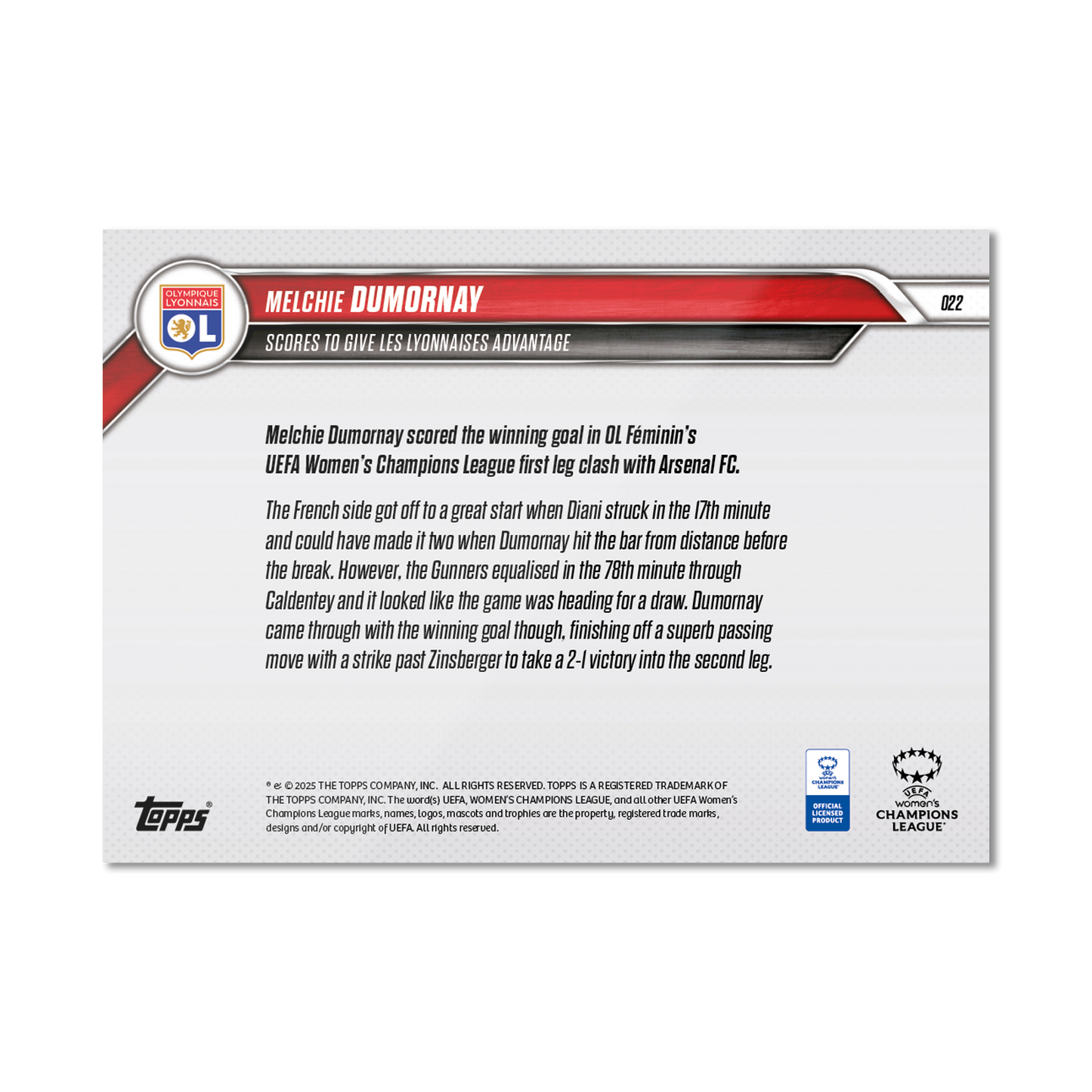 Melchie Dumornay - 2024-25 UWCL Topps NOW® - Card 22 - PR: 125