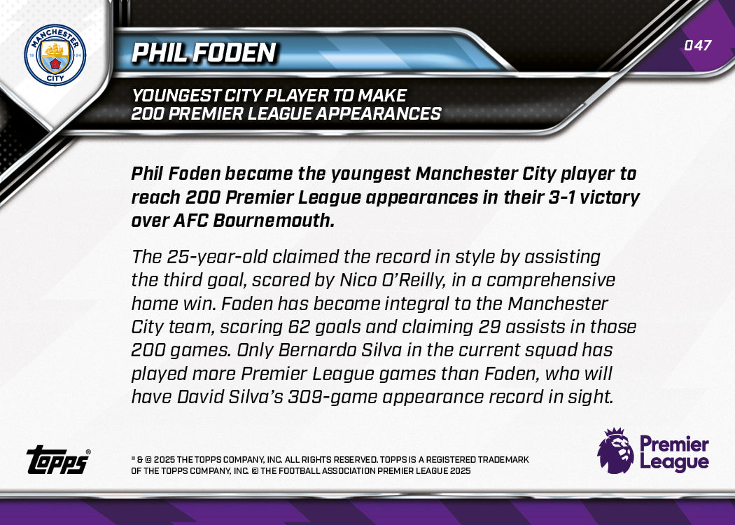 Phil Foden - 2025-26 Premier League Topps NOW® - Card 47