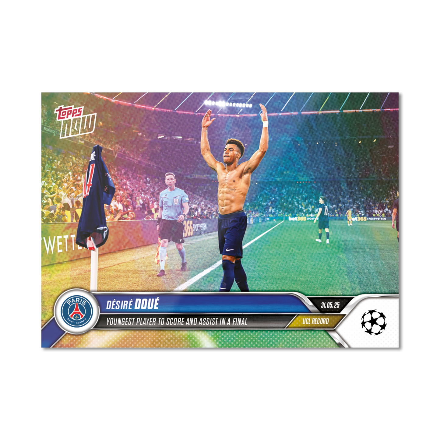 Désiré Doué - 2024-25 UCL Topps NOW® - Card 162 - LOOK FOR AUTO-RELIC - PR: 5843