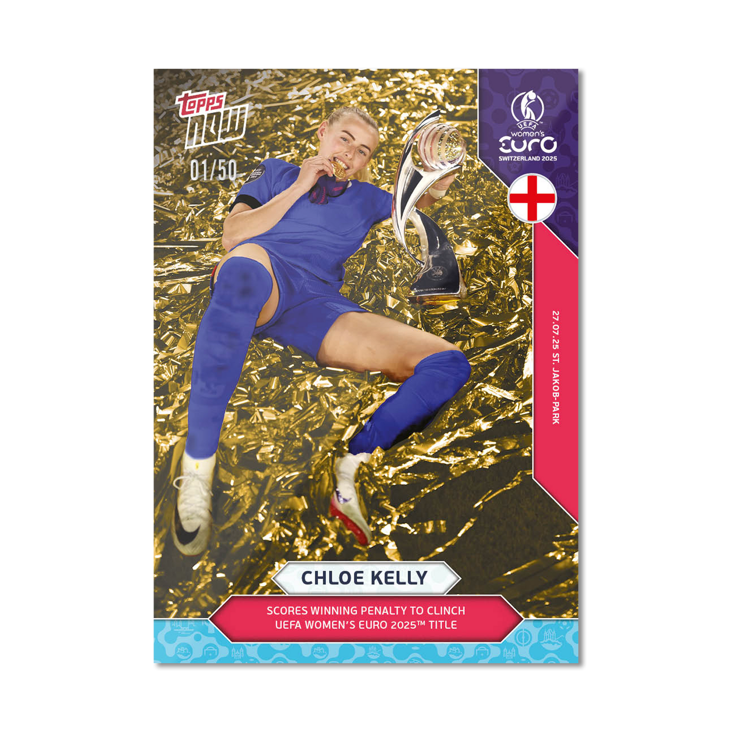 Chloe Kelly - UEFA Women’s EURO 2025™ Topps NOW® - Card 28 - LOOK FOR AUTO-RELICS - PR: 1484