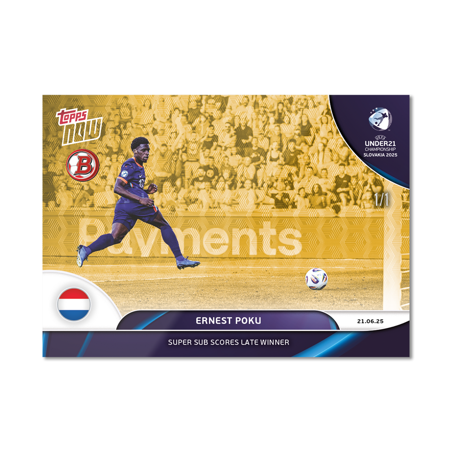 Ernest Poku - 2025 UEFA Euro U-21 Topps NOW® - Card 8 - PR: 86