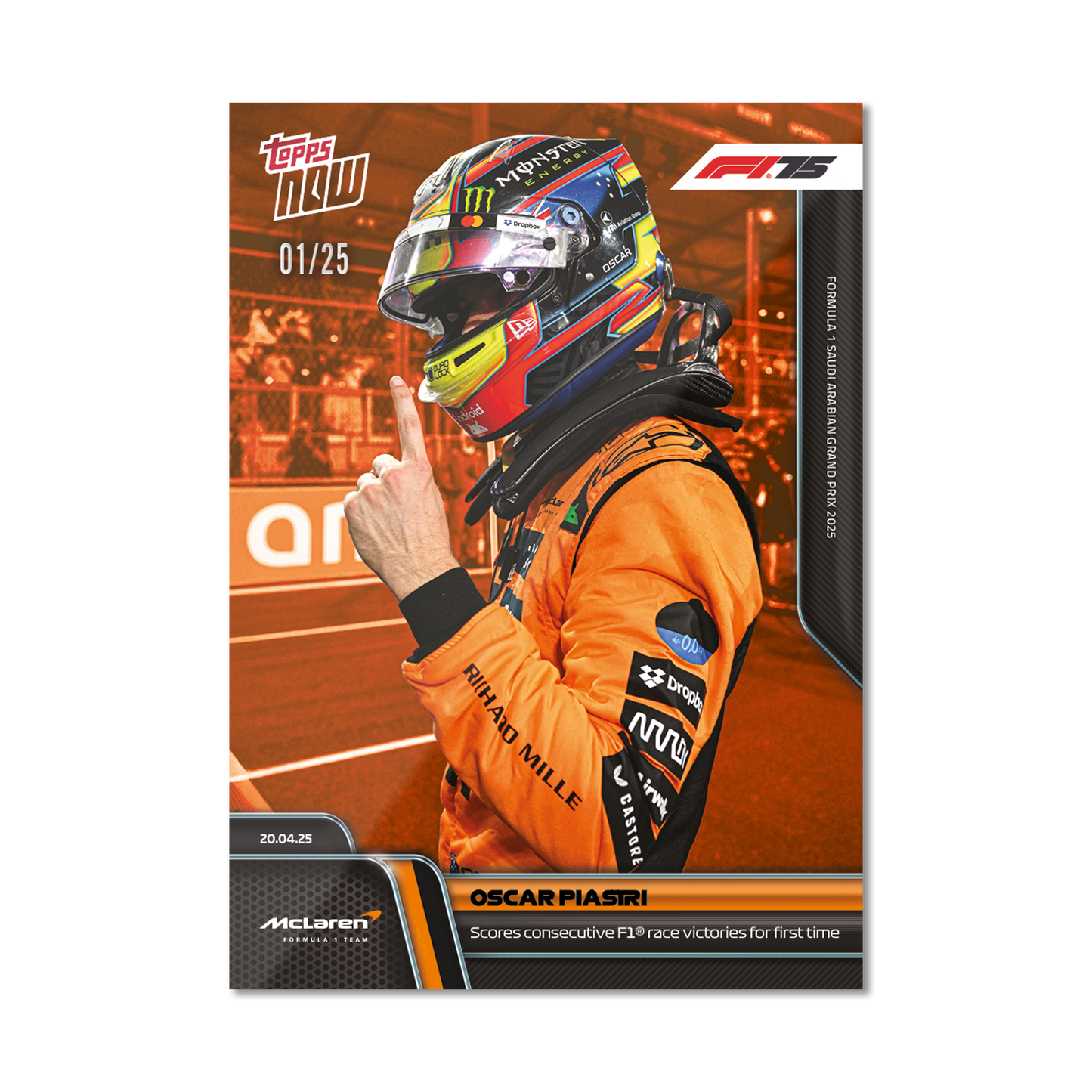 Oscar Piastri - 2025 Formula 1® Topps NOW® - Card 31 - PR: 2723