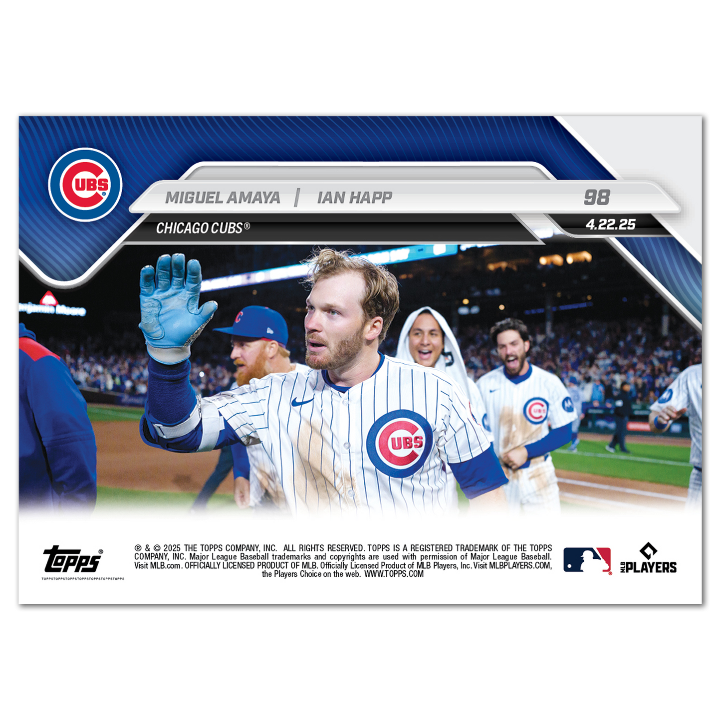 Miguel Amaya/Ian Happ - 2025 MLB Topps NOW® - Card 98 - PR: 858