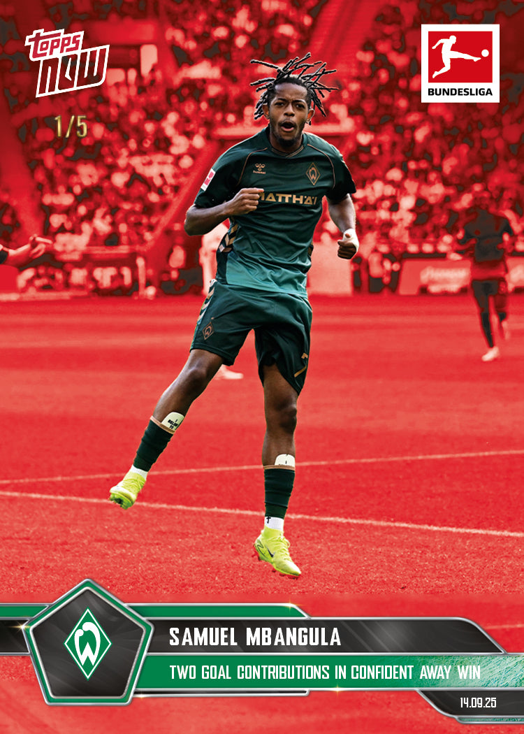 Samuel Mbangula - 2025-26 Bundesliga Topps NOW® - Card 22 - PR: 326