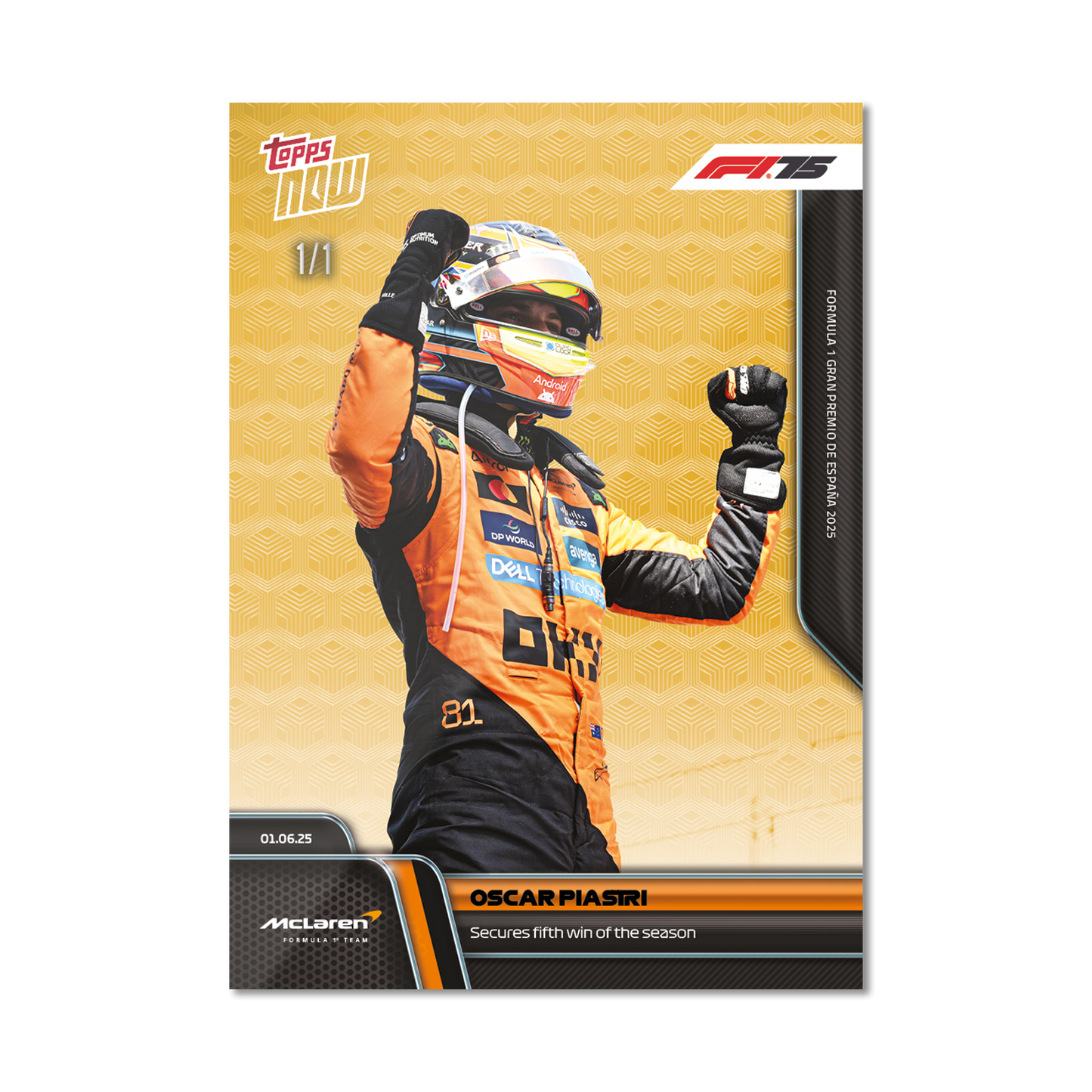 Oscar Piastri - 2025 Formula 1® Topps NOW® - Card 41 - PR: 2282