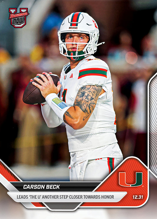 Carson Beck - 2025-26 Bowman U NOW® Football - Card 63 - PR: 1627