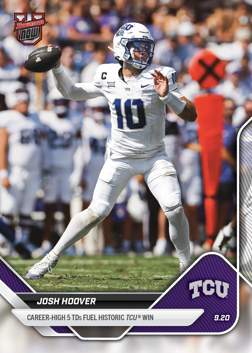 Josh Hoover - 2025-26 Bowman U NOW® Football - Card 16 - LOOK FOR AUTOS - PR: 366