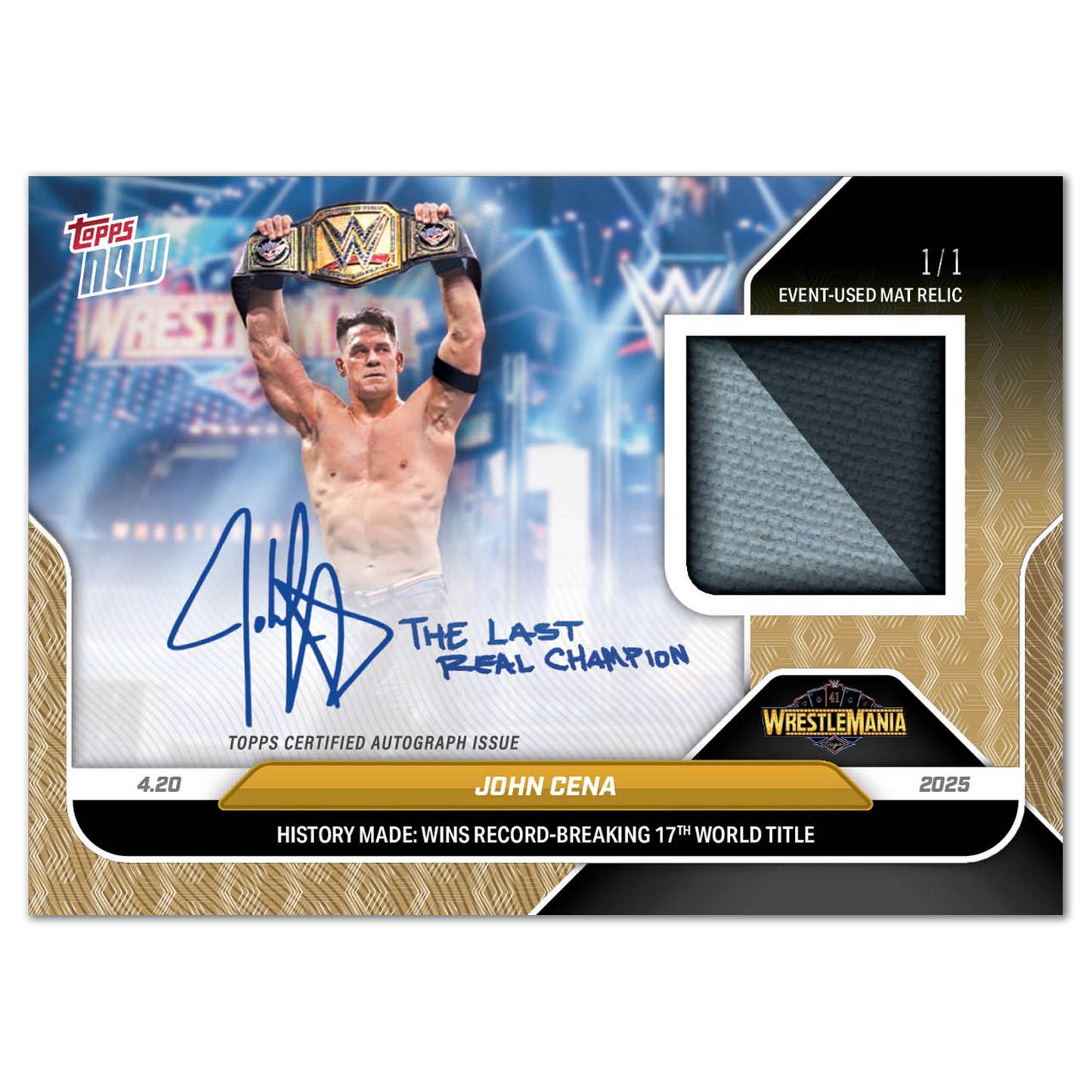 John Cena - 2025 WWE Topps NOW® - Card 46 - LOOK FOR RELICS AND AUTO-RELIC - PR: 20,912