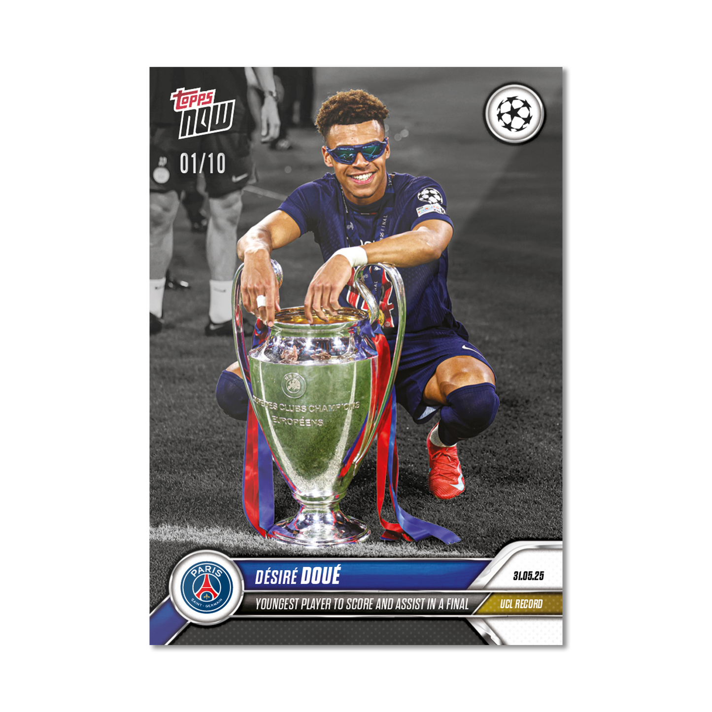 Désiré Doué - 2024-25 UCL Topps NOW® - Card 162 - LOOK FOR AUTO-RELIC - PR: 5843