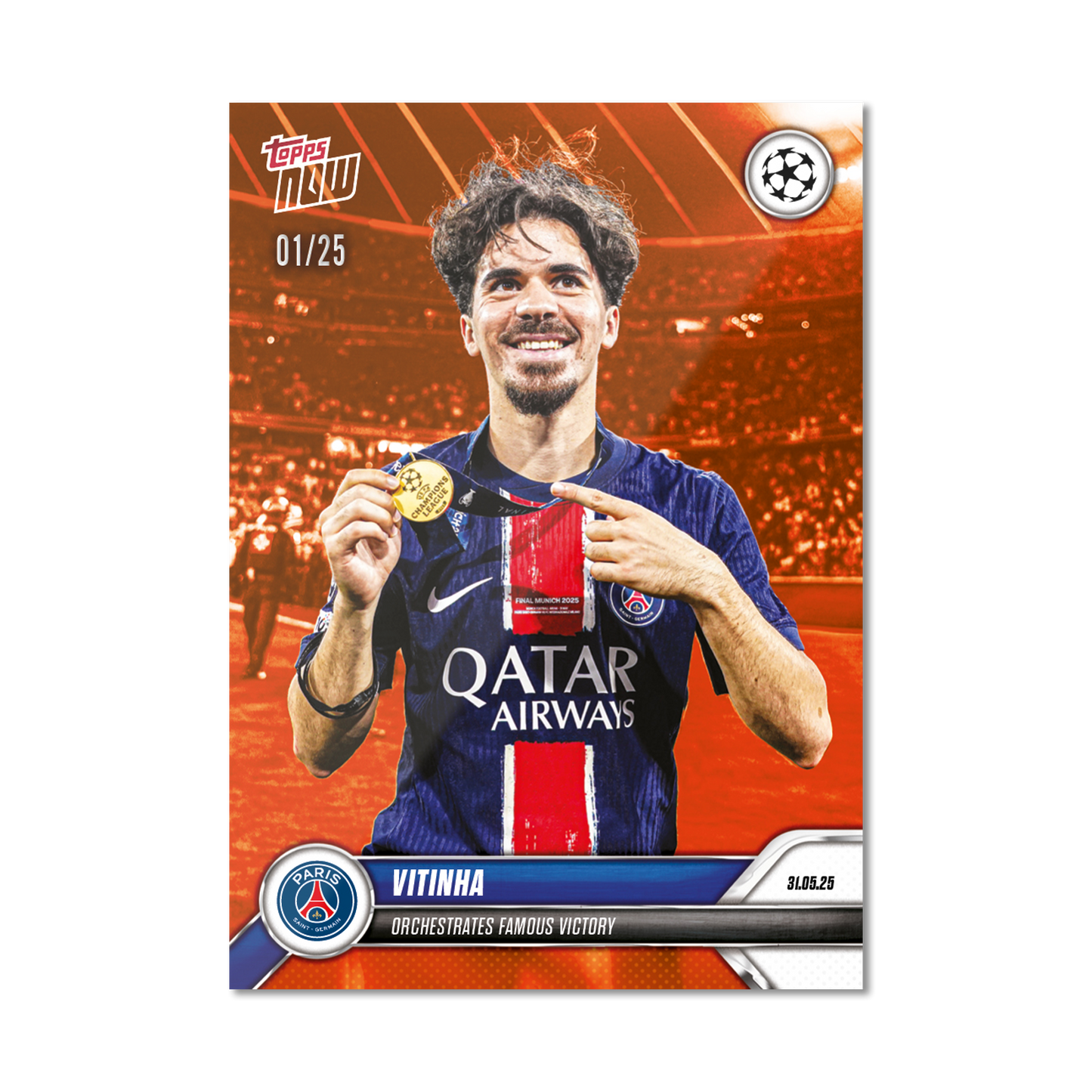 Vitinha - 2024-25 UCL Topps NOW® - Card 165 - LOOK FOR AUTO-RELIC - PR: 1025