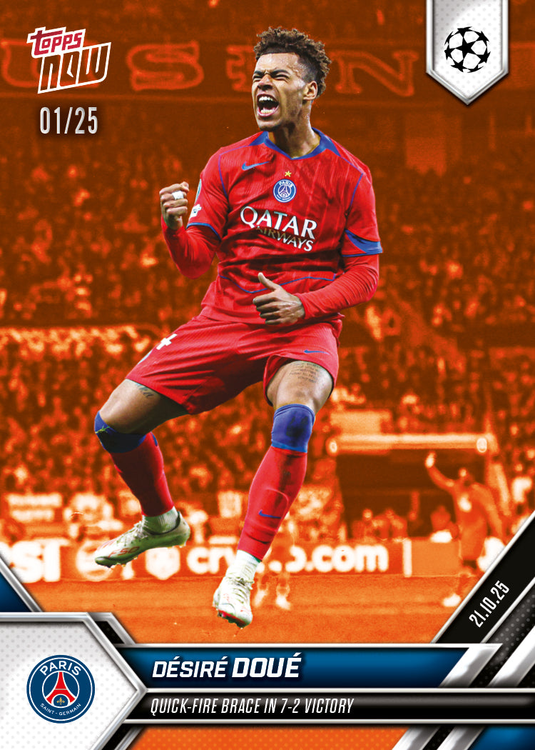 Désiré Doué - 2025-26 UCL Topps NOW® - Card 37 - PR: 446