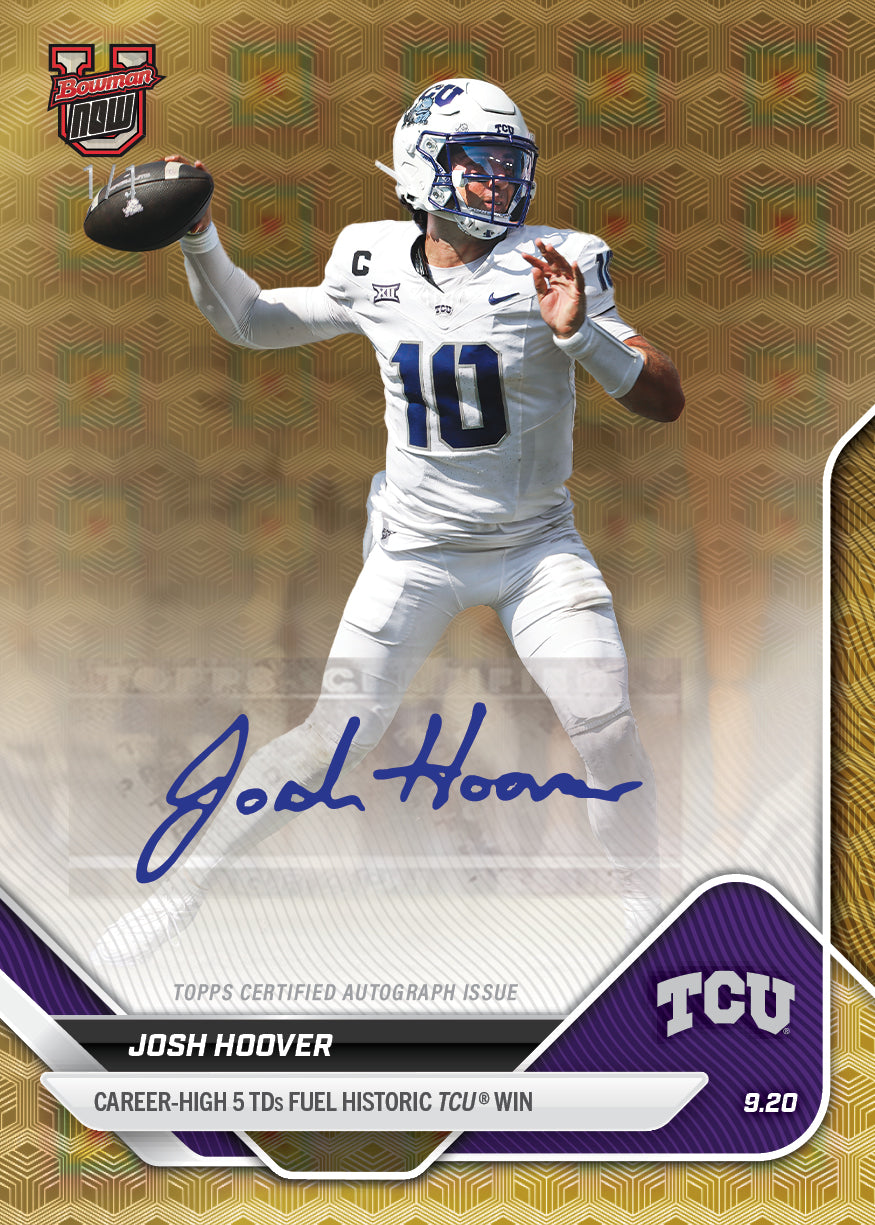Josh Hoover - 2025-26 Bowman U NOW® Football - Card 16 - LOOK FOR AUTOS - PR: 366