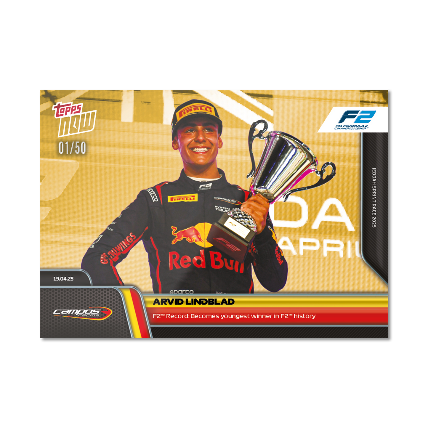 Arvid Lindblad - 2025 Formula 1® Topps NOW® - Card 32 - PR: 1075