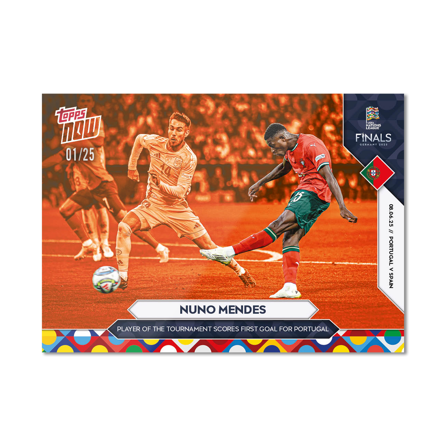 Nuno Mendes - 2025 UEFA Nations League Topps NOW® - Card 6 - PR: 421