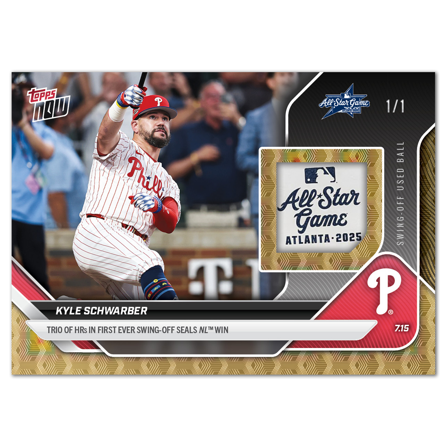 Kyle Schwarber - 2025 MLB Topps NOW® - Card 433 - LOOK FOR RELICS - PR: 7165