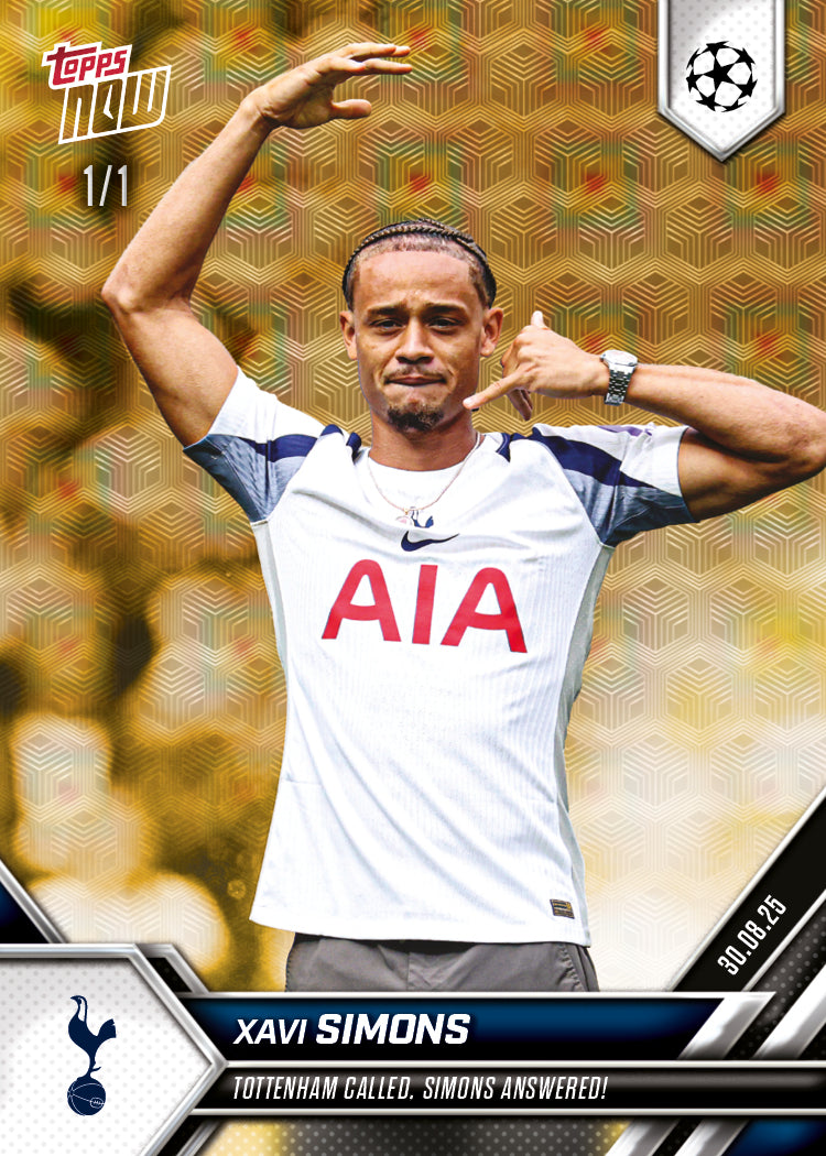 Xavi Simons - 2025-26 UCL Topps NOW® Card 6 - PR: 896