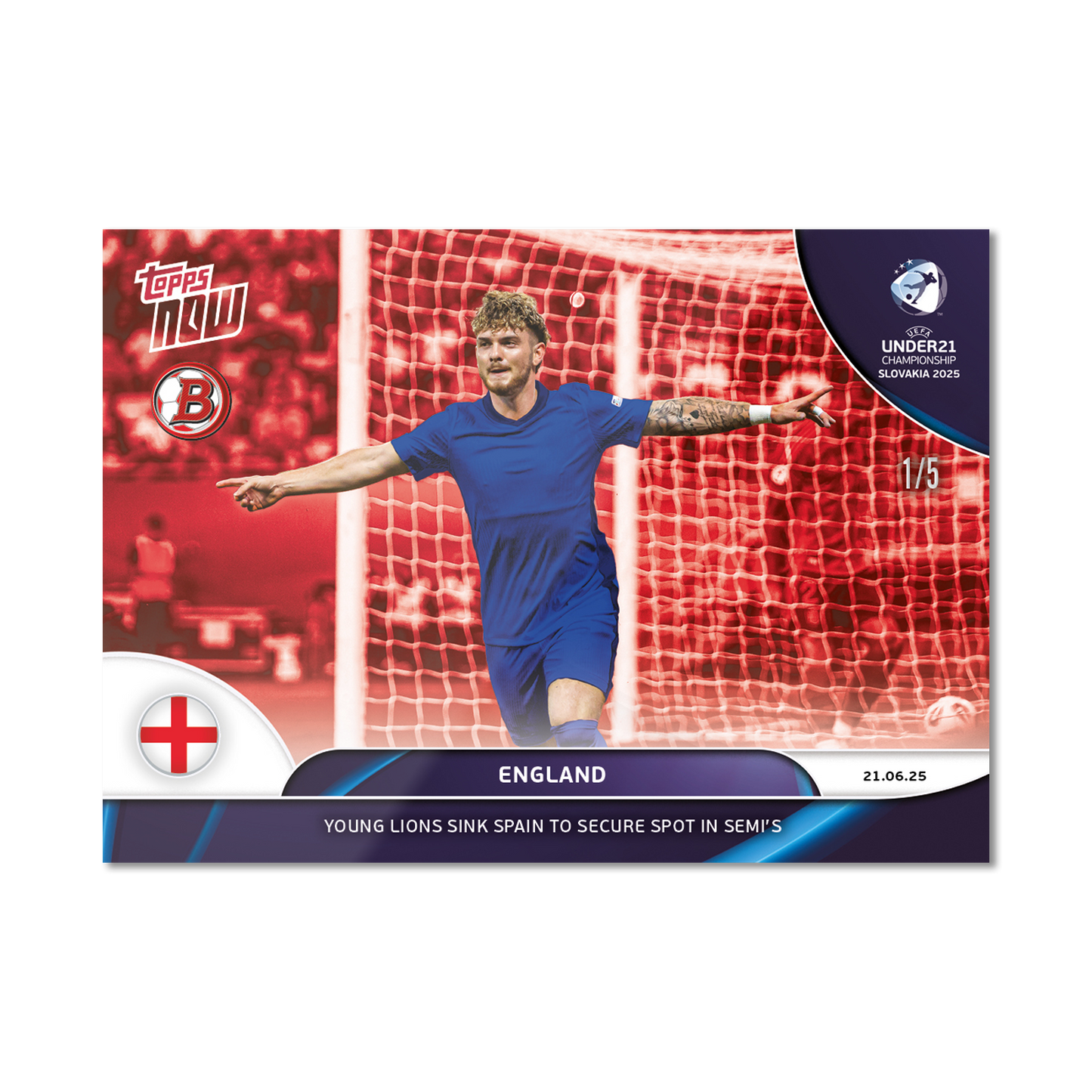 England - 2025 UEFA Euro U-21 Topps NOW® - Card 7 - PR: 94