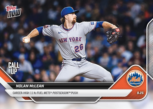 Nolan McLean - 2025 MLB Topps NOW® - Card 771 - PR: 1344