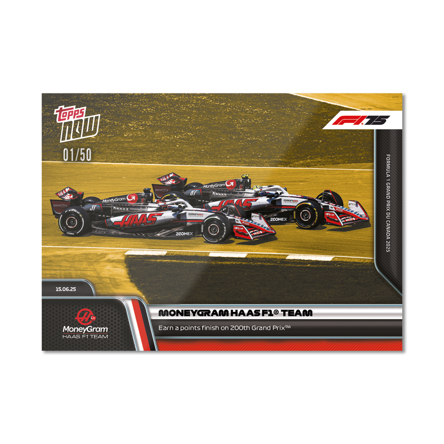 MoneyGram Haas F1® Team - 2025 Formula 1® Topps NOW® - Card 46 - PR: 729