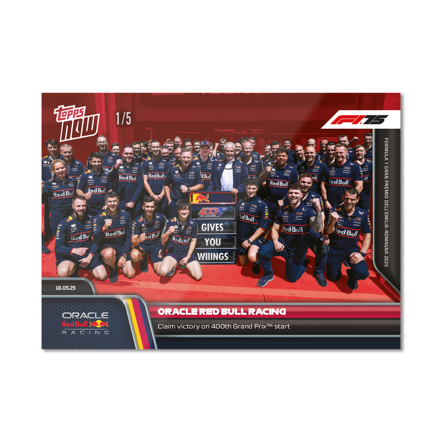 Oracle Red Bull Racing - 2025 Formula 1® Topps NOW® - Card 38 - PR: 1070