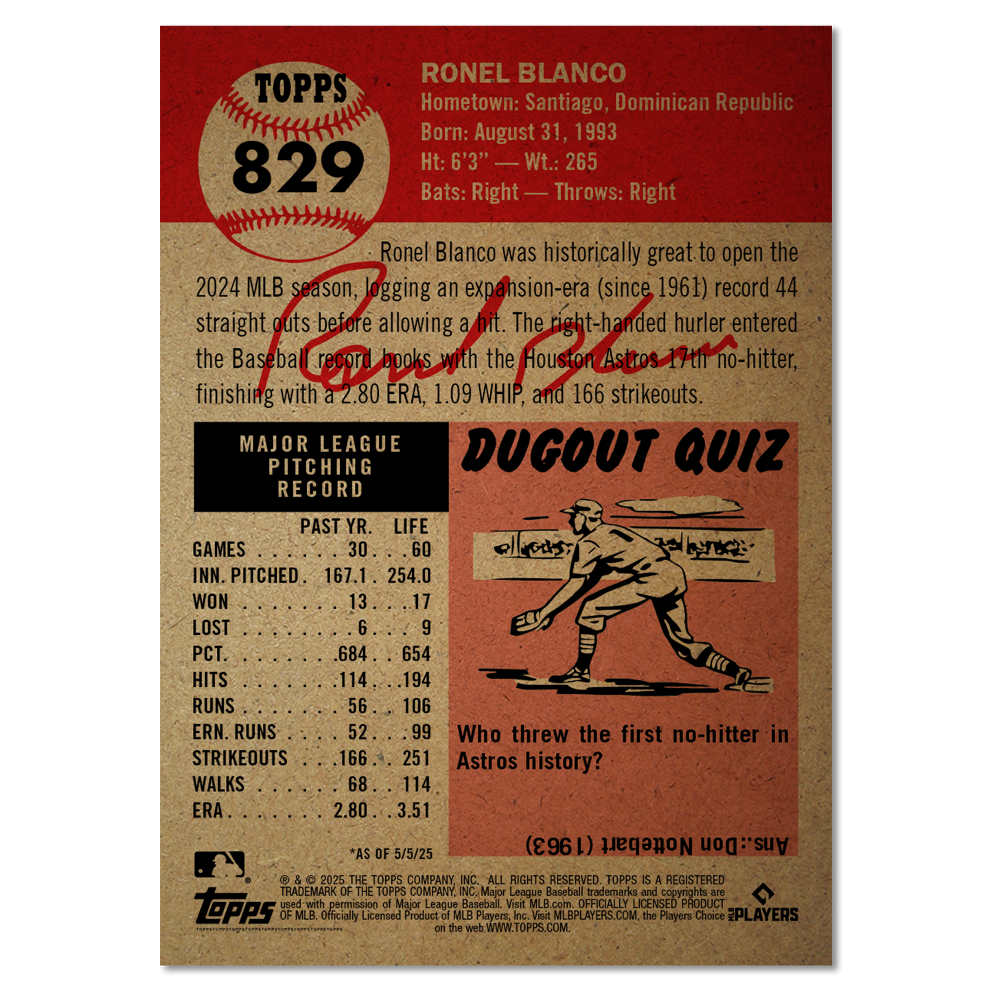 Ronel Blanco - MLB Living Set® - Card 829 - PR: 1107