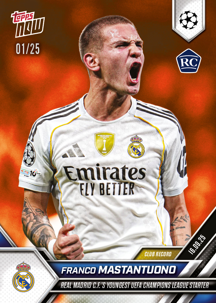 Franco Mastantuono - 2025-26 UCL Topps NOW® Card 7 - PR: 4205