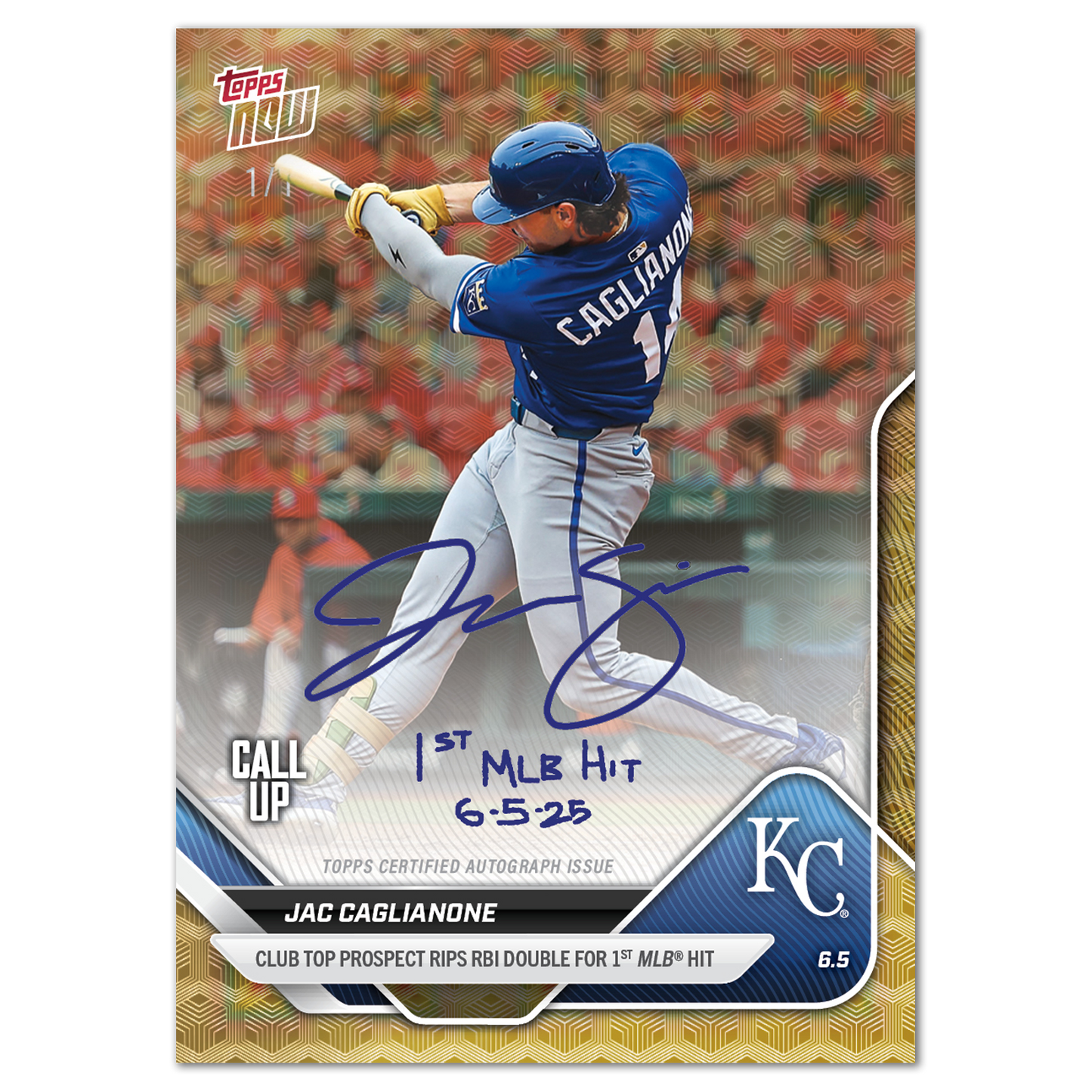 Jac Caglianone - 2025 MLB Topps NOW® - Card 262 - LOOK FOR AUTOS - PR: 33,728