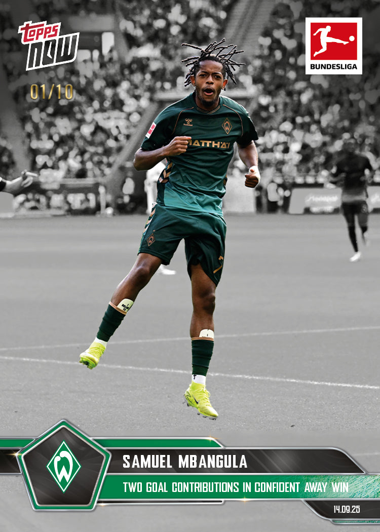 Samuel Mbangula - 2025-26 Bundesliga Topps NOW® - Card 22 - PR: 326