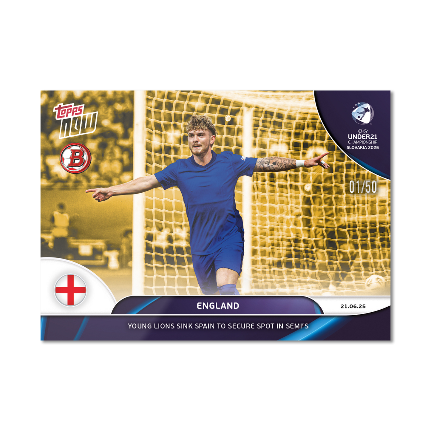 England - 2025 UEFA Euro U-21 Topps NOW® - Card 7 - PR: 94