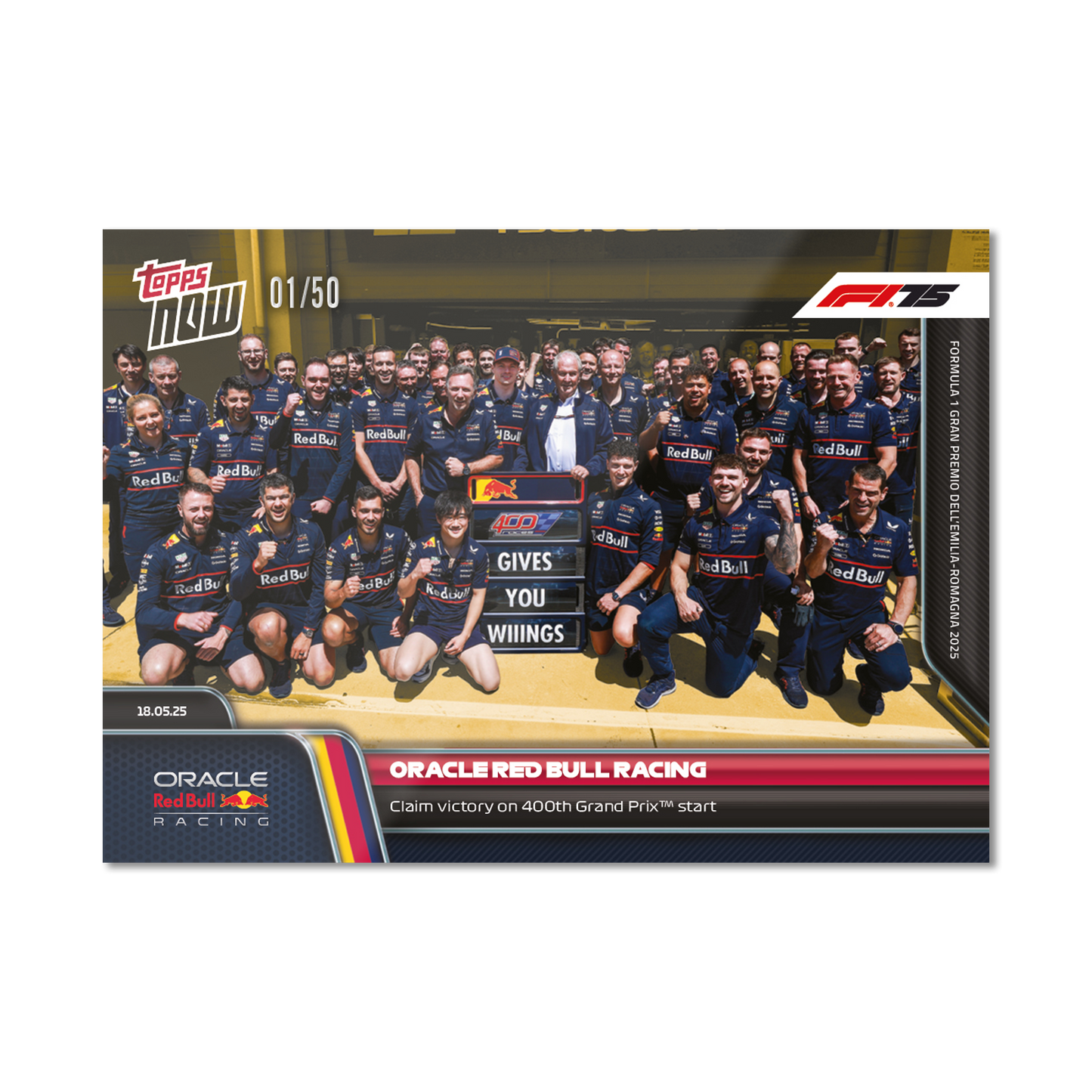 Oracle Red Bull Racing - 2025 Formula 1® Topps NOW® - Card 38 - PR: 1070