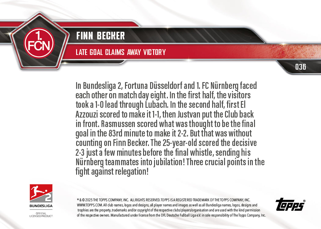 Finn Becker - 2025-26 Bundesliga Topps NOW® - Card 36 - PR: 146