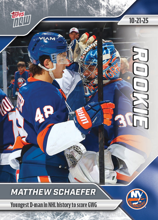 Matthew Schaefer - 2025-26 NHL Topps NOW® - Sticker # 14 Pack - PR: 1345