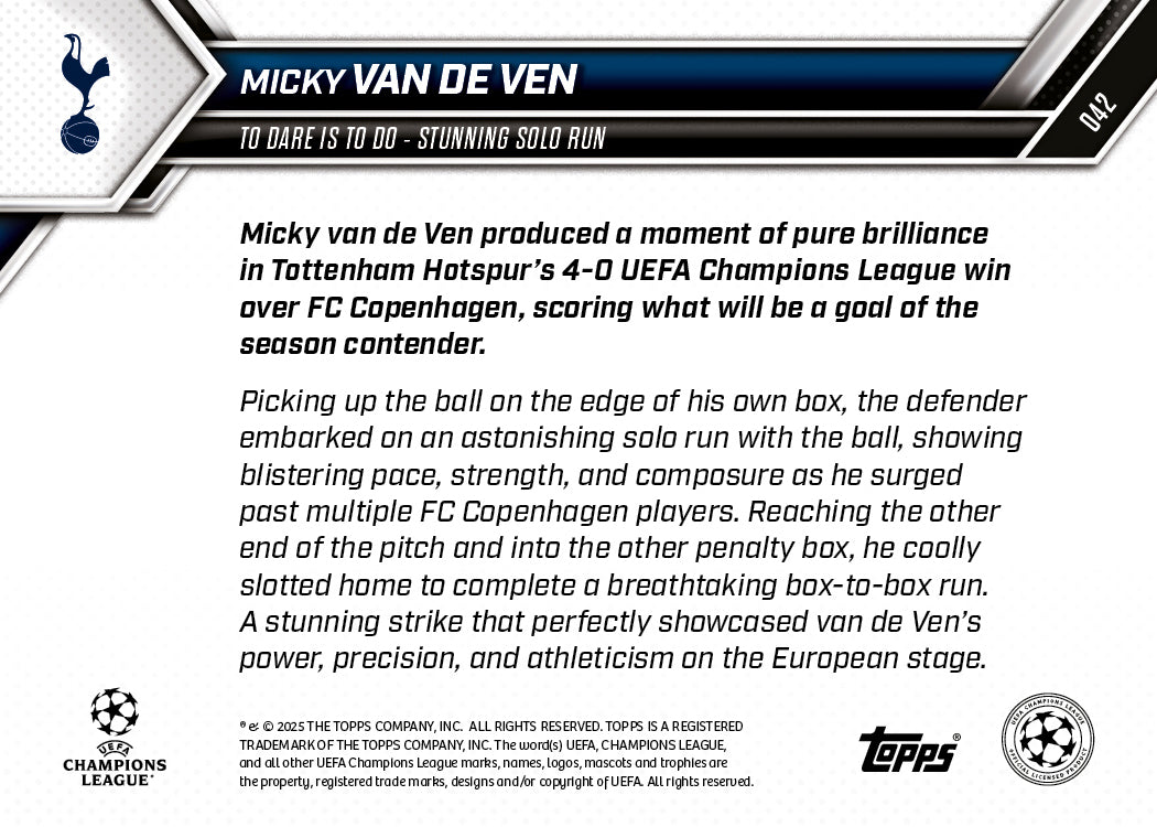 Micky van de Ven - 2025-26 UCL Topps NOW® - Card 42