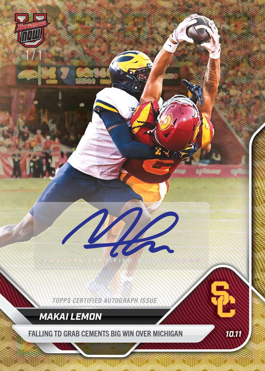 Makai Lemon - 2025-26 Bowman U NOW® Football - Card 28 - PR: 466