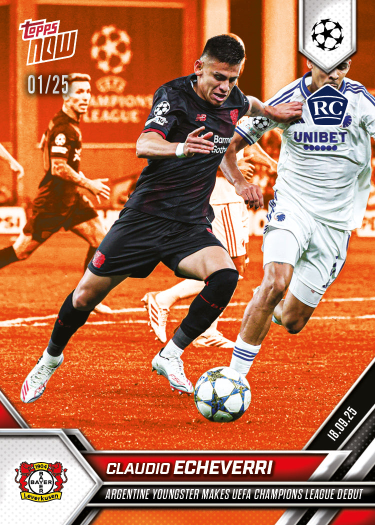Claudio Echeverri - 2025-26 UCL Topps NOW® - Card 22 - PR: 846