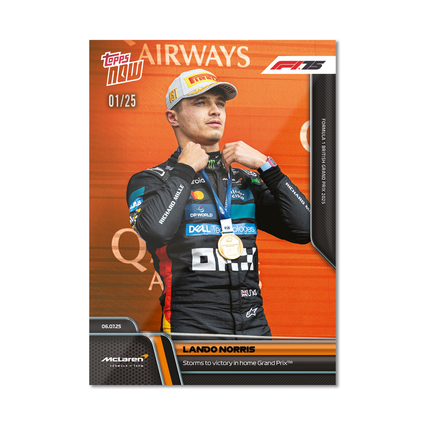 Lando Norris - 2025 Formula 1® Topps NOW® - Card 50 - PR: 4282