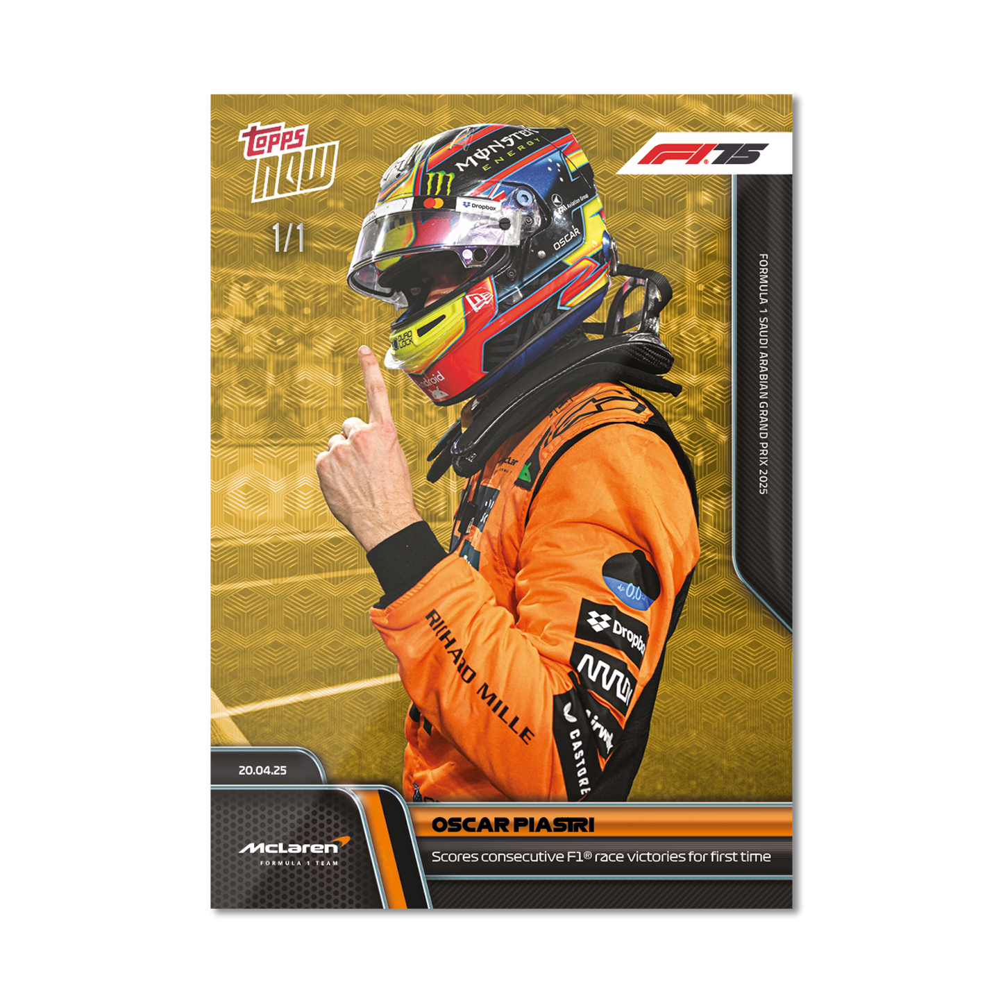 Oscar Piastri - 2025 Formula 1® Topps NOW® - Card 31 - PR: 2723