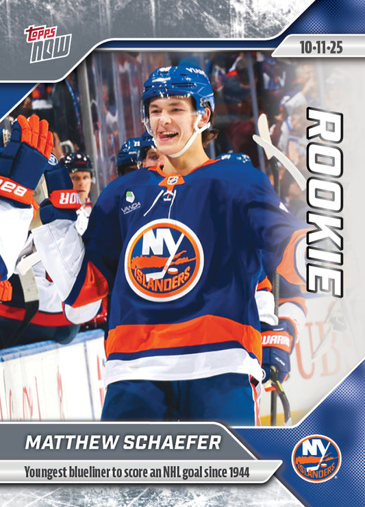 Matthew Schaefer - 2025-26 NHL Topps NOW® - Sticker # 8 Pack - PR: 2695