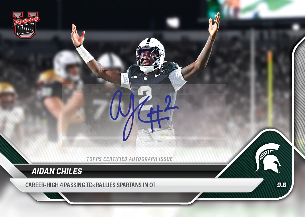 Aidan Chiles - 2025-26 Bowman U NOW® Football - Card 8 - LOOK FOR AUTOS - PR: 572
