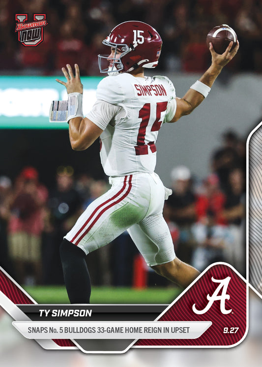 Ty Simpson - 2025-26 Bowman U NOW® Football - Card 22 - PR: 839