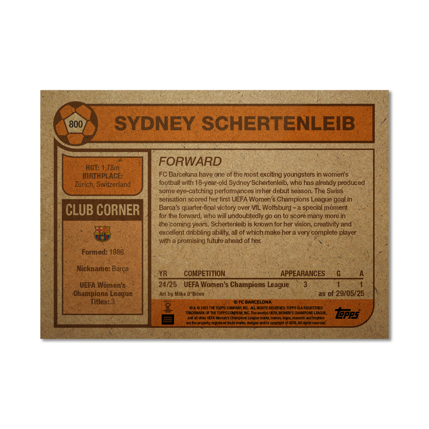 Sydney Schertenleib - 2025 UCC Living Set® - Card 800 - PR: 796