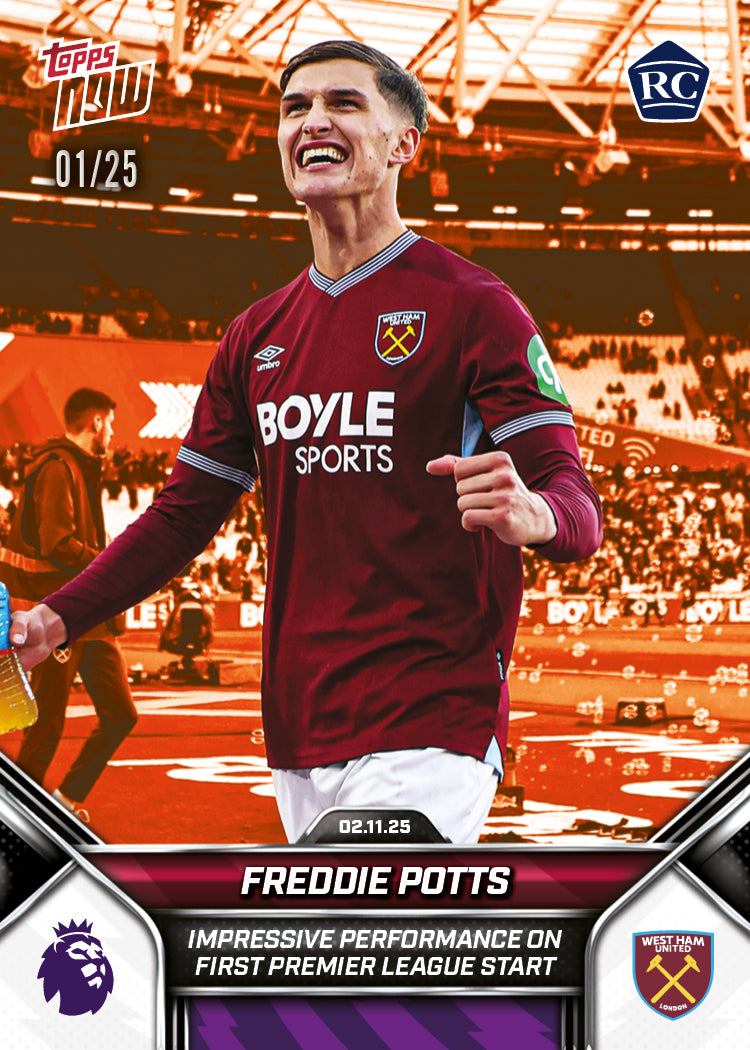 Freddie Potts - 2025-26 Premier League Topps NOW® - Card 50
