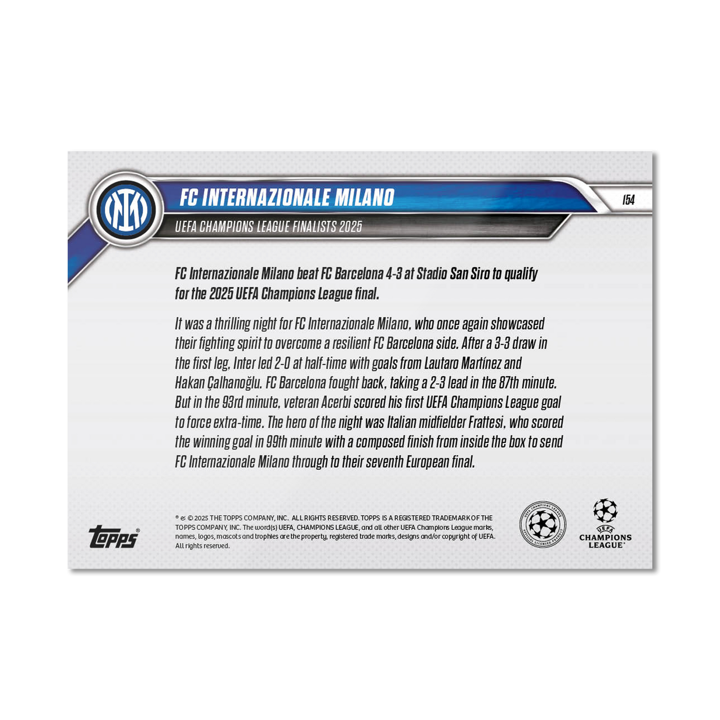 FC Internazionale Milano - 2024-25 UCL Topps NOW® - Card 154